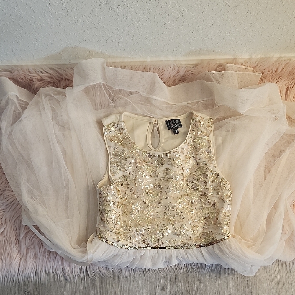 Cream Sequin Sleeveless Top
